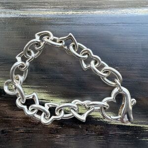 Vintage Sterling Silver Heart Link Bracelet